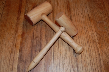 Two Leather Faced Cherry Carving Mallets